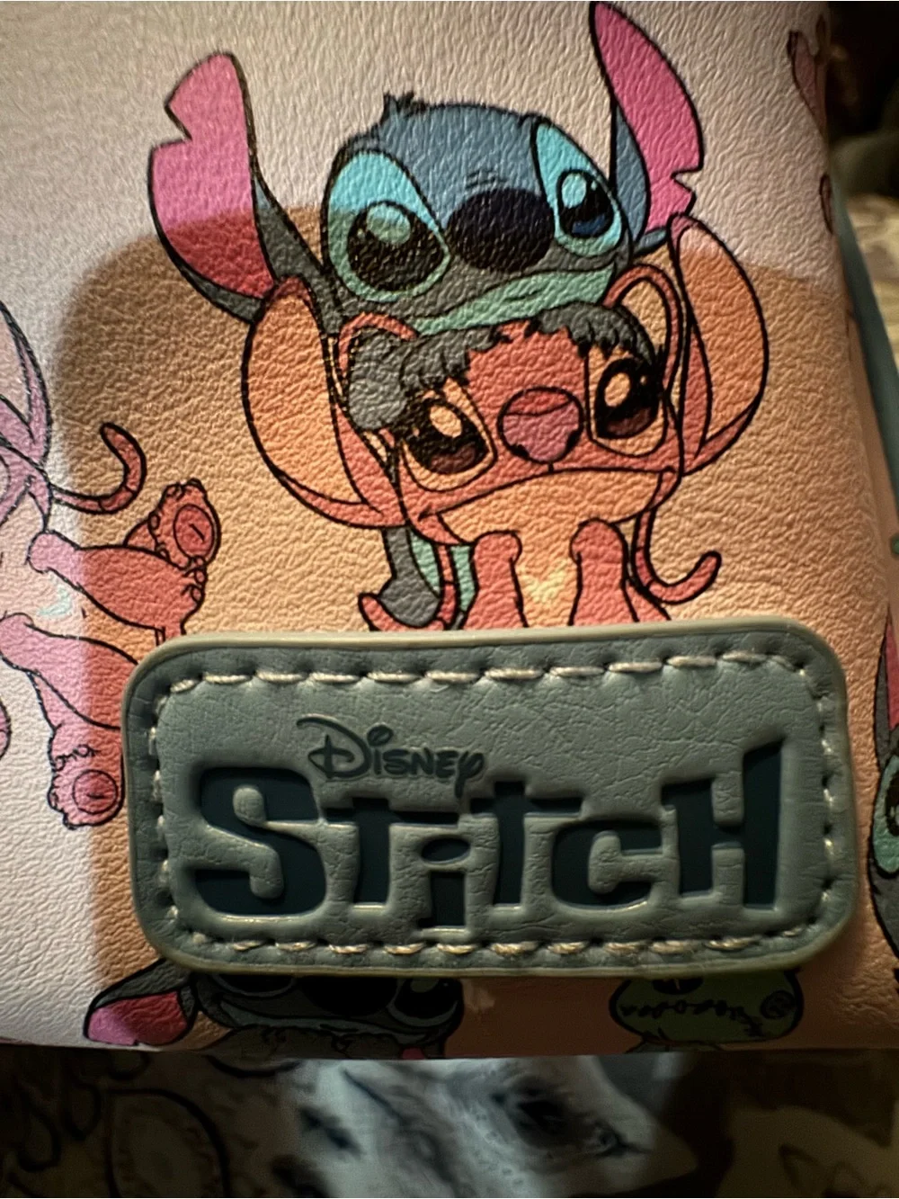 Disney Stitch & Angel All-Over Print Mini Backpack Faux Leather Blue/Pink